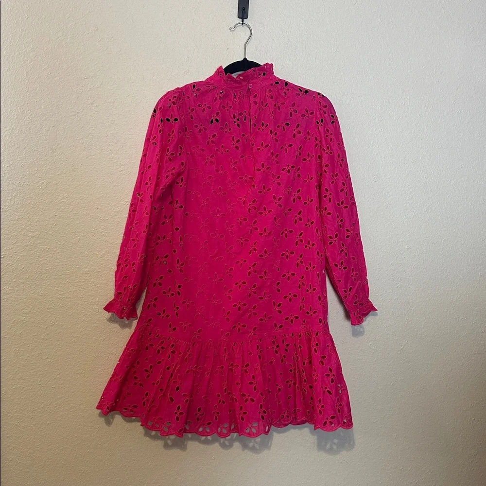 J.‎ Crew Ruffleneck Mini Dress In Eyelet Pink Size XS